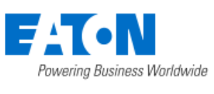 Eaton logo with blue text reading 