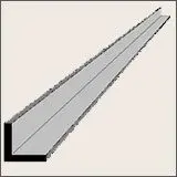 A long, straight, grey metal channel bar with a right-angle bend along one edge, viewed from an angle.