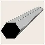 An illustration of a long, gray, hexagonal prism displayed at an angle. The hexagonal base faces the viewer.