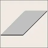 A simple, monochromatic isometric drawing of a gray, rectangular parallelogram object set against a plain background.